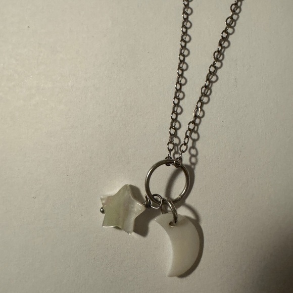 Pearl color Star and Moon Pendant Necklace - Picture 1 of 2